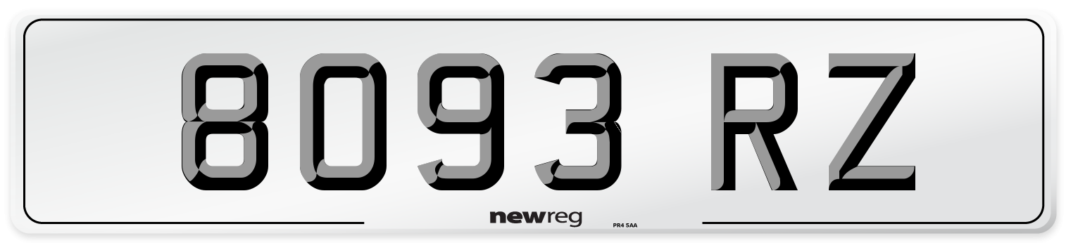 8093 RZ Number Plate from New Reg